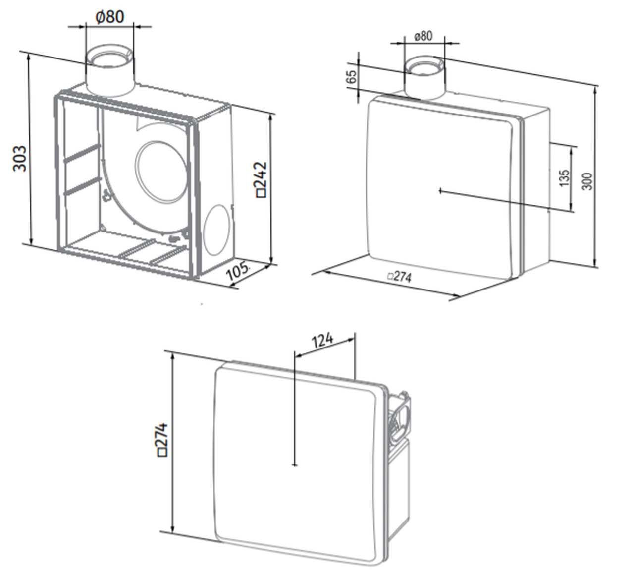 Abmessungen Valeo BP von Blauberg Ventilatoren