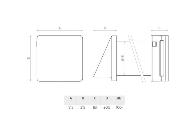 Maßzeichnung des Ambientika eco von Südwind