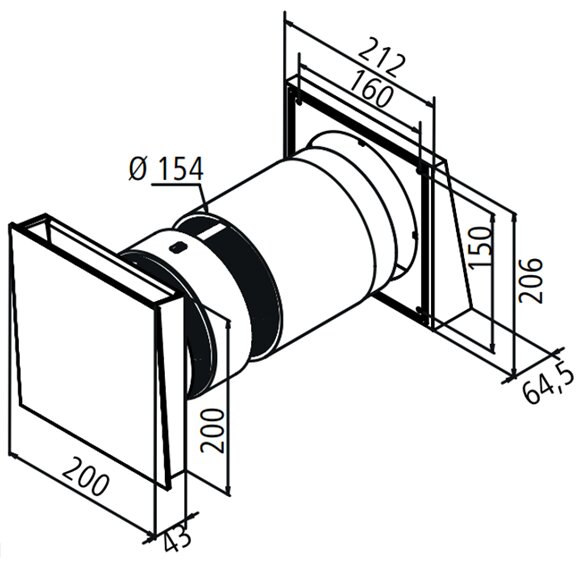 Maßzeichnung des x-well D12 von Kermi
