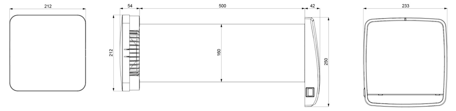 Maßzeichnung des Ambientika wireless+ plus von Südwind